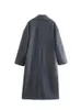 Misturas de lã feminina Nlzgmsj TRAF Mulheres inverno cinza grosso casacos de lã com botão solto mangas compridas bolso senhoras elegante sobretudo 10 231101