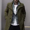 Men's Trench Coats Trendy Men Windbreaker Male Jacket Plaid Coldproof Single Breasted Coat Dressing