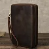 Cajas para relojes, funda con correa de cuero Vintage, bolsa organizadora, correa de transporte, correa de reloj de viaje, caja de almacenamiento portátil hecha a mano D9D0