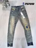 Nouveau haute qualité hommes violet jeans designer jeans mode en détresse déchiré denim cargo pour hommes haute rue mode bleu jeans femmes hommes rock revival jeansa5zd