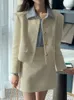 Two Piece Dress Suit For Women Blazer Sets With Skirt Fashion Two-piece Solid Long Sleeve Short Coats A-Line Mini Skirts 2023 Fall Winter