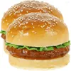 Party Decoration 2 Pcs Simulated Hamburger Model Cake Accessories Fake Food Decors Display Models Burgers Paper Cup Artificial Bread