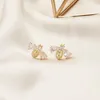 Stud Earrings Unique Bee Shape Zirconia Gold Color Drop Earring For Women Elegant Party Wedding Christmas Jewelry