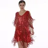 Casual Jurken Jaren '20 Flapper Dress Roaring 20s Great Gatsby Pailletten Rumba Dans Disco Verfraaid Art Deco Dames Zomer