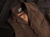 Herenvesten Vest Waistcoat Steampunk Jacket Brown voor mannen Formele stoompunkwol Tweed Suit mannelijke kleding 230331