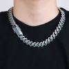 14M 20イン新しいアイスアウトミントブルーCZマイミキューバリンクNE+BA Young Young Blue Cubic Zircon Hiphop Cuban Link Chain Necklace