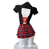 Ani School Student Girl Unifrom Costume Donna Sexy Gonna a pieghe scozzese rossa Hot Lingerie Pamas Set Cosplay cosplay