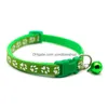 Coleiras de cachorro Coleiras Coleiras de Cão Leashes Filhote de Cachorro Cat Collar Breakaway Gatos Ajustáveis com Bell Bling Paw Charms Pet Decor Suprimentos 12s Dhvxs