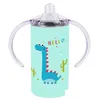 Waterflessen sublimatie 12 oz rechte sippy cup diy blanco roestvrijstalen vacuüm baby melkfles met tepel aangedreven mok voor geboren dha3h