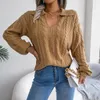 Women's Sweaters 2023 Women Autumn Winter Clothing Casual Polo Neck Blue White Khaki Long Sleeve Knit Pullover Sweater For Fashion SR1199