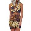 Casual Dresses Fall Autumn Floral In Purple Mustard Yellow & Gold Back Lacing Backless Dress Square Neck Fashion Design Large Size Loose