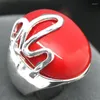 Cluster Rings Fashion Jewelry 17 21mm Elegant Man&woman RED CORAL 925 STERLING SILVER LUCKY RINCH RING SIZE 8/9/10 -Bride Jewe