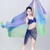 Belly Dance Scarf Chiffon Veil Silk Gradual Scarves Light Bellydancing Shawls Hand kastad scen Oriental Performance 220cm 250 cm