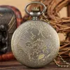 Pocket Watches Steampunk Graved Bat Hero Design Full Quartz Analog Watch Necklace Chain Clock Arabic Number Timepiece Gift