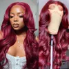 99J Burgundy Body Wave Lace Wigs For Black Women Plucked Hairline With Baby Hair Wine Red Honey Blonde Synthetic Hair Lace Wigsf