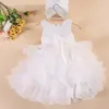 Robes pour petites filles, sans manches, avec couches de perles, en Tulle, tenue de soirée de mariage, vêtements formels pour enfants