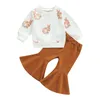 Kläderuppsättningar 1201 LIORITIIN 04YEARS TODDLER GIRLS påskkläder Set Rabbit Print Långärmad Crew Neck Sweatshirts Solid Flare Pant 230331