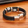 Bracelets porte-bonheur XQNI motif irrégulier forme hommes mode Bracelet en cuir en acier inoxydable personnalisé 3 couleurs classique pour anniversaire de beaux garçons