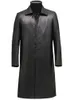 Herrläder faux Mauroicardi Autumn Long Black Trench Coat for Women Sleeve Single Breasted Luxury British Style Fashion 231031