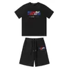 Trapstar Mens T Shirt Pants 2 Piece Sets Designer Rainbow Towel Embroidery Decoding Tshirts Men's Black White Round Neck T-shirt
