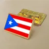 Pin de bandera de Puerto Rico para fiesta, insignia de medallón Rectangular dorado recubierto de Color de Pvc fundido a presión de Zinc, 2,5x1,5 cm, sin resina añadida