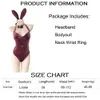 Ani Retro Red Wine Bar Club Bunny Girl Uniform Spicy Pamas Costumes Women Sexig Hot Halter Bosyuit Erotic Lingerie Underwear Cosplay