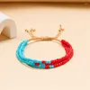 Pulseras de encanto Moda Colorida Pulsera de cadena de cuentas de arroz para mujeres Chica Boho Hecho a mano Cuerda de punto Ajustable Joyería diaria Gi