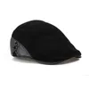 Berets Fashion European Style Genuine Leather Caps Beret Man Casual Sheepskin Suede Black/Brown Fitted Duckbill Hats Male 231031