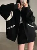 Kvinnors jackor överdimensionerade bomberjacka kvinnor vintage blixtlås svart lapptäcke baseball kappa kvinnlig koreansk mode hösten casual lös vindbrytare 231031