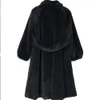 Abrigo de piel de tendencia de moda Abrigo largo de piel sintética Abrigo de piel delgado blanco negro