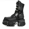 Retro Mans Black Designer Boots Punk Style Men Chunky Boot Platfom Male Female Knight Boot