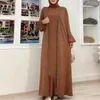 Etnische Kleding 2023 Casual Zomer Herfst Jurk Sets Moslim Lantaarn Mouw Lange Jas Mouwloos Avondfeest Arabische Jurken Gewaad