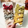 Hair Accessories Hairpins Leopard Clips Pcs/set With Girls 4 Clip Plaid Cotton Print Headwear Linen Bows Barrettes For