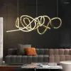 Lampes suspendues Lumière Luxe Salon Lustre En Forme Créative Minimaliste Restaurant LED Ligne En Aluminium Lumières Personnalisées