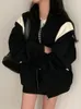 Kvinnors jackor överdimensionerade bomberjacka kvinnor vintage blixtlås svart lapptäcke baseball kappa kvinnlig koreansk mode hösten casual lös vindbrytare 231031