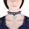 Spik punk choker krage för tjej goth pentagram halsband emo halsband cosplay chocker gotiska tillbehör modemycken smyckennecklace emo smycken tillbehör