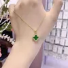 Collier de créateur Van Clover S925 en argent sterling version coréenne du nouveau cadeau de collier de féminité de trèfle à quatre feuilles double face vert et blanc avec boîte