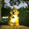 Garden Decorations Puppy Night Light Ornament Animal Solar Resin Dog Sculpture Decoration Outdoor Pet Crafts