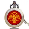 Pocket Watches Watch Red Rysslands dubbelhöjda örn utmärkt utförande kvartsrörelse bronshänge halsband