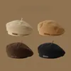 Berets Autumn Winter Woolen Beret Fashion British Style Painter Hat Retro Versatile Beret Men Women Spring Beret Hat 231031