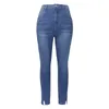 Giacche da caccia pantaloni a gamba dritta da donna a vita alta 2023 Jeans a matita casual con spacco laterale in denim retrò strada da donna