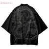 Etnische kleding aankomst Japanse stijl Dragon print traditionele kimono mannen yukata vest shirts cosplay haori oversized streetwear tops 230331