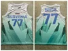 Eslovênia Jersey 7 Luka Doncic 77 Basquetebol Universitário Euroliga Europa Seleção Nacional Bordado E Costura Equipe Universitária Camisa Esportiva Azul Branca Respirável