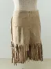 Spódnice kobiety klasyczne retro nit Tassel khaki trim krótka spódnica mini latynoski taniec bioderowy Woman Activewear