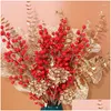 Flores decorativas grinaldas flores decorativas artificial dourado ginkgo folhas eucalipto plástico fã casamento casa natal decorati dhx4m