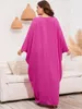 Roupas étnicas Mulheres Muçulmanas Roes Vermelho Kaftan Plus Size Dubai Abaya Vestido Longo Manga Morcego Médio Oriente Ramadan Robe Turco Islâmico