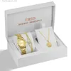 الساعات النسائية IBSO رخيصة العلامة التجارية العلامة التجارية الفاخرة قلادة ذهبية فاخرة مجموعة المجوهرات الإناث مجموعة الأزياء الإبداعية الكريستال الكوارتز Q231101
