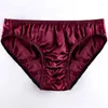 Underpants Sexy Luxury Silk Briefs Seamless Soft Panties Comfortable Breathable Satin Pure Color Women Men Underwear