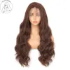 Schokoladenbraune 13 x 4 Lace Frontal Perücke 30 Zoll synthetische Lace Front Body Wave Hair Perücken HD Transparent T Part Lace Perücken für Womenf