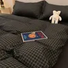 Zestawy pościeli Nordic Grid Cover Cover z zestawem do łóżka poduszka 220x240 kołdra 4pcs3pcs Moda Bed Bed 231101